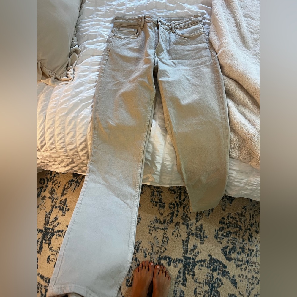 Zara cream color jeans with slit in bootcut